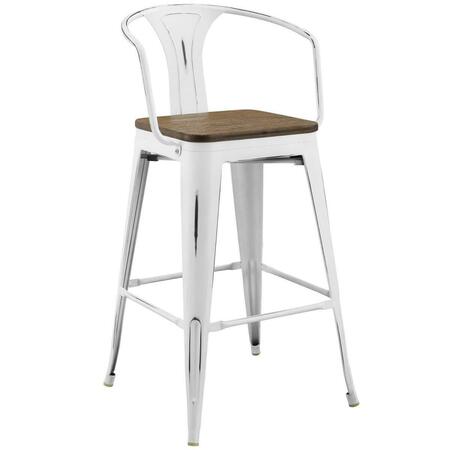 MODWAY FURNITURE Promenade Bar Stool, White EEI-2818-WHI